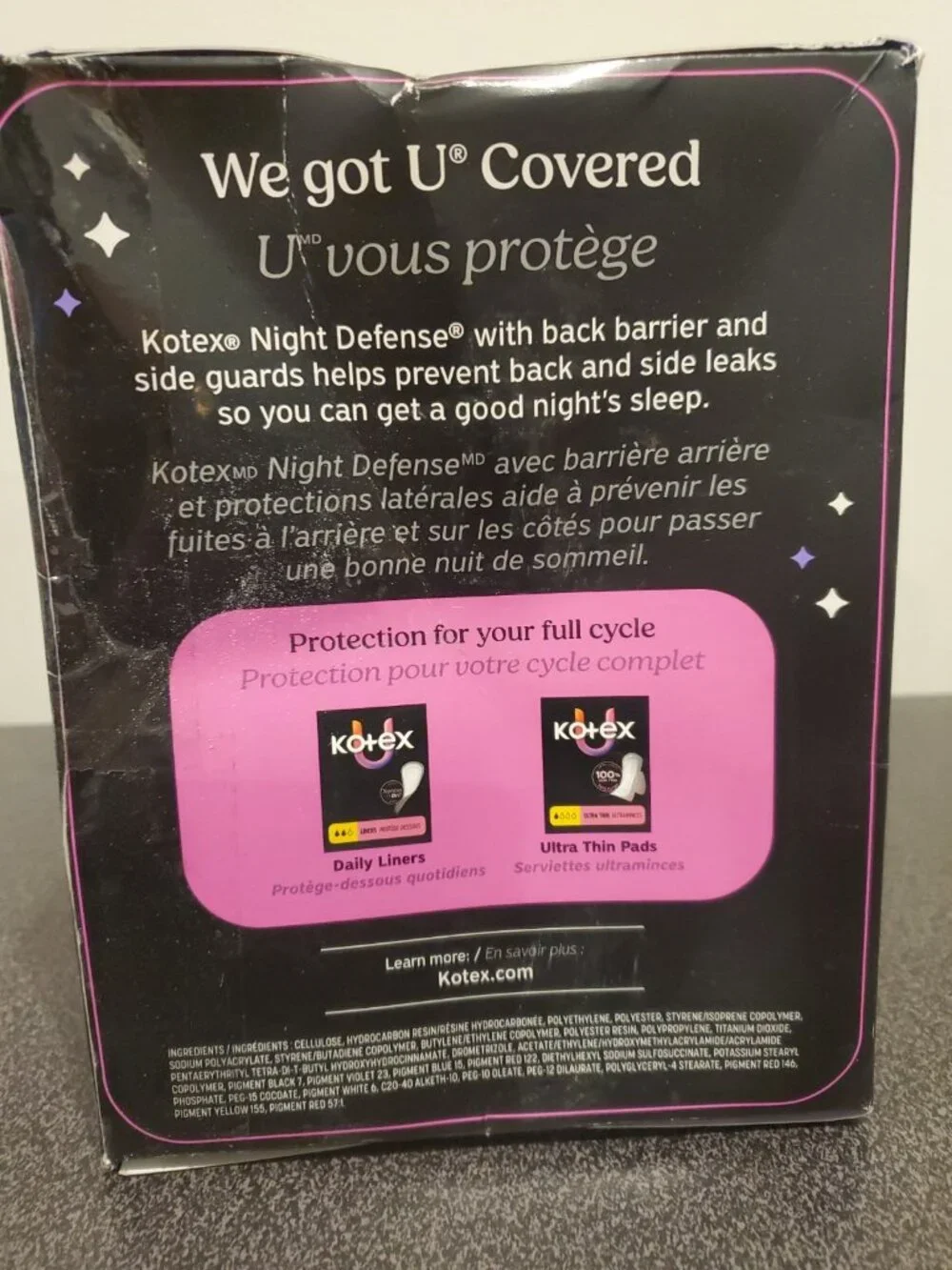 Kotex Night Defense Extra Heavy Overnight Pads with Wings Ultra Thin 24 Ct